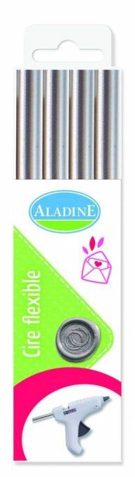 4 Bâtons de Cire Souple Rond , Aladine  - couleur : Argent