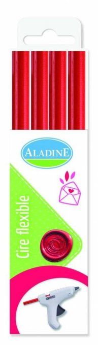 4 Bâtons de Cire Souple Rond Rouge, Aladine