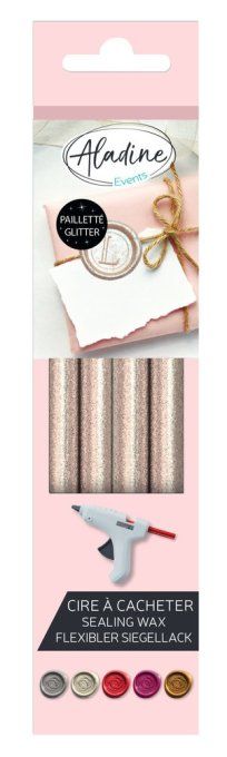 4 Bâtons de Cire Souple Rond Brillant Pailleté Nacré, Aladine 
