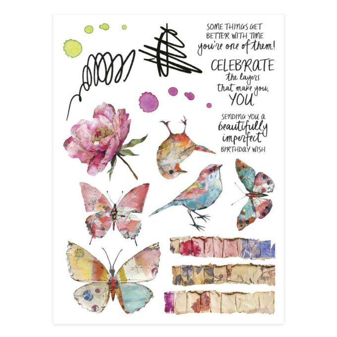 Spellbinders - 2 feuilles 15x20cm environ de Rub-ons, Beautifully imperfect