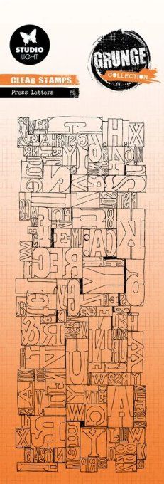 Tampon clear, Studio Light, Press letters - dimension : 7x19cm environ, grunge collection