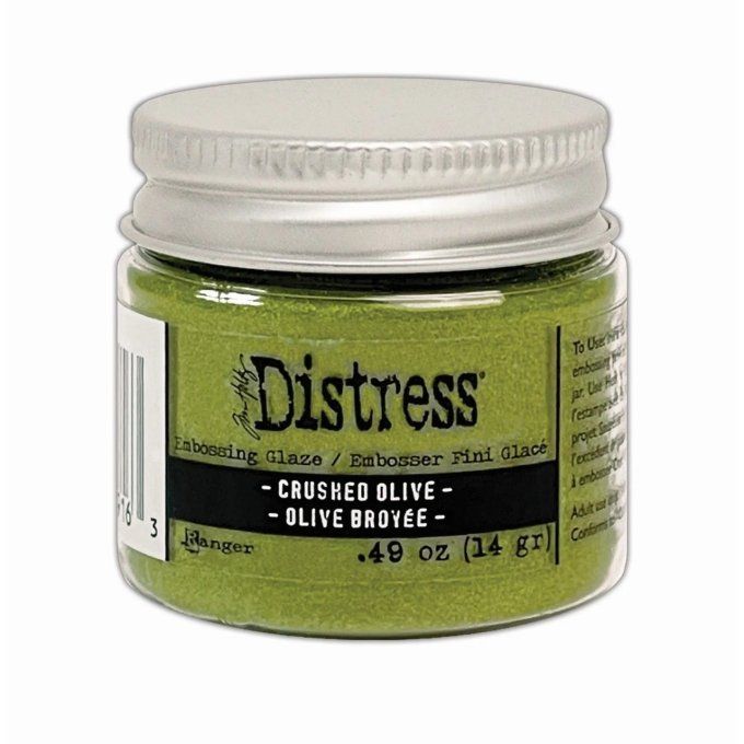 Distress Embossing glaze, Tim Holtz, couleur : Crushed olive