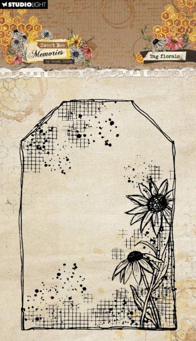 1 Tampon clear, StudioLight, Sweet Bee Memories, Tag Floral, dimension : 14x9.5cm environ