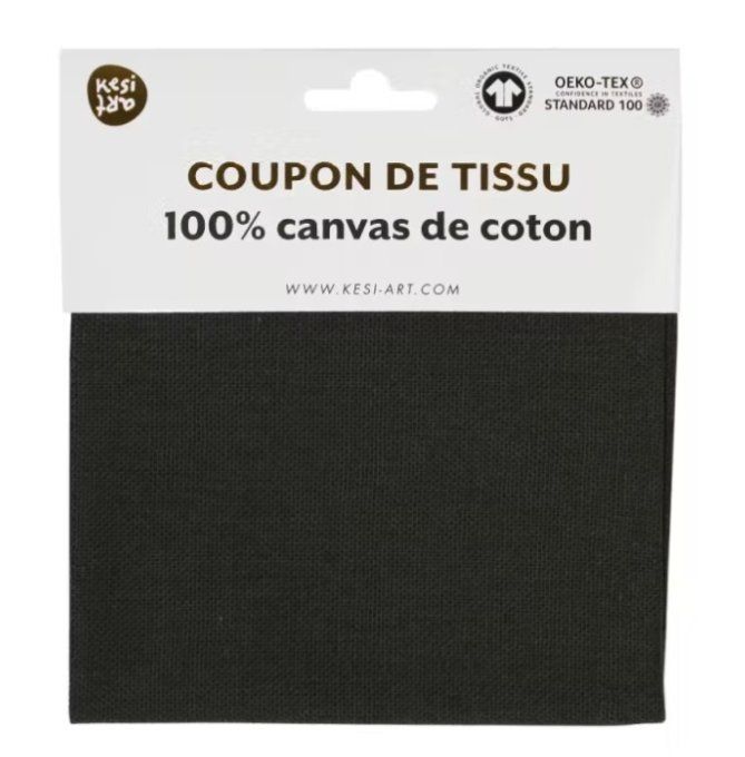 Coupon en tissu, 100% canvas de coton - Dimension 50x50cm - couleur : charbonneux