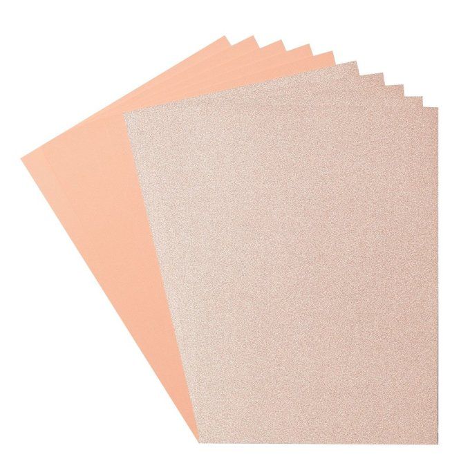 Lot de 10 Feuilles contenant 5 cardstock couleur sorbet et 5 papiers pailletés  champagne- format A4