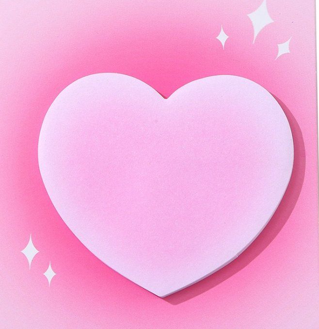 Notes adhésives, Sticky notes - Forme : Cœur , Couleur : rose