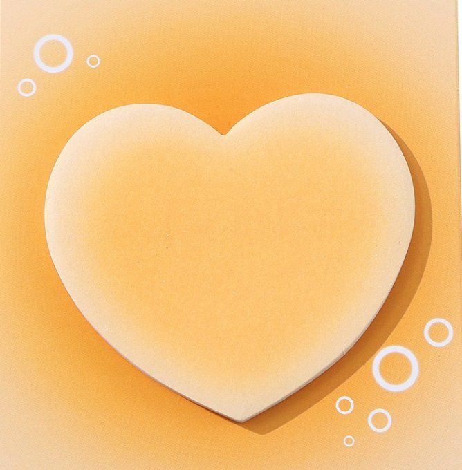 Notes adhésives, Sticky notes - Forme : Cœur , Couleur : orange