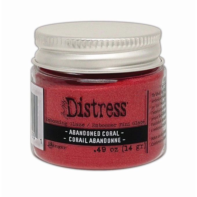 Distress Embossing glaze, Tim Holtz, couleur : Abandoned coral