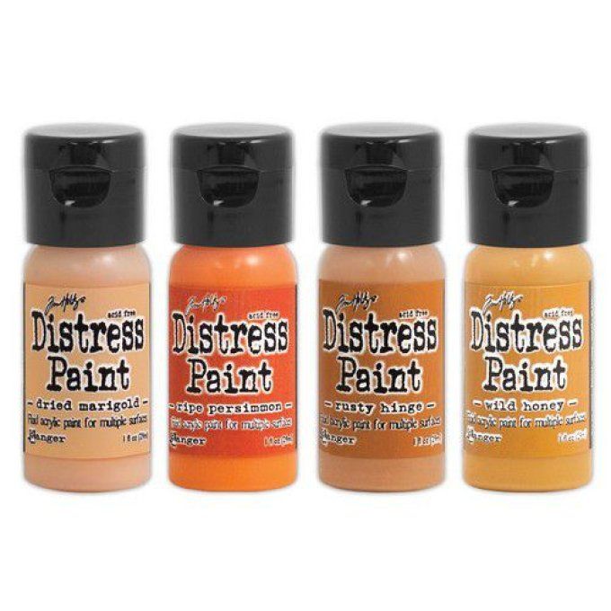 4 Peintures acryliques, distress paint - contenance 29ml (distress flip cap paint)