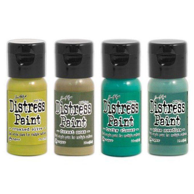 4 Peintures acryliques, distress paint - contenance 29ml (distress flip cap paint)