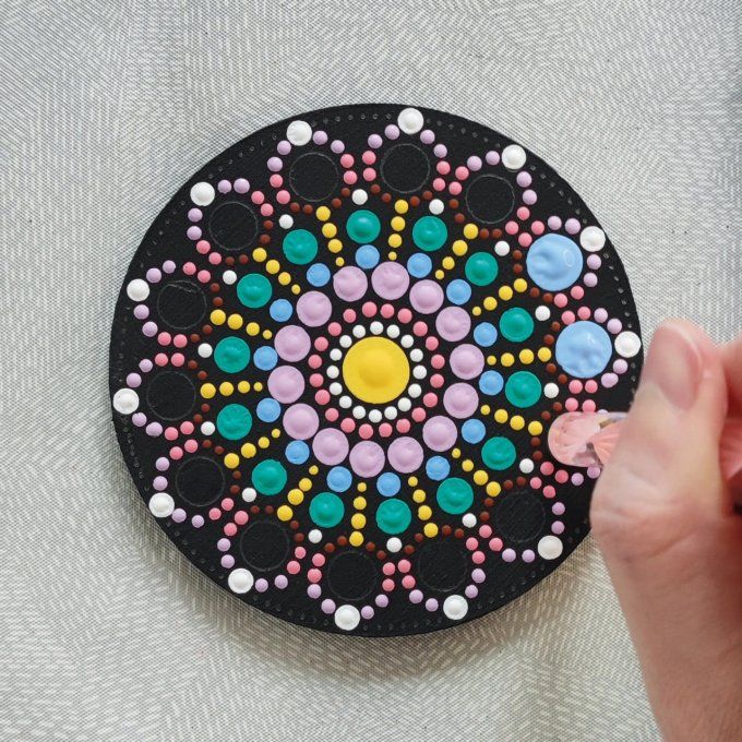 Aladine, Kit créatif, Dot painting, avec 8 supports de 10 cm de diamètre