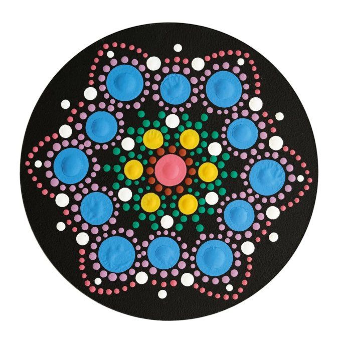 Aladine, Kit créatif, Dot painting, avec 8 supports de 10 cm de diamètre