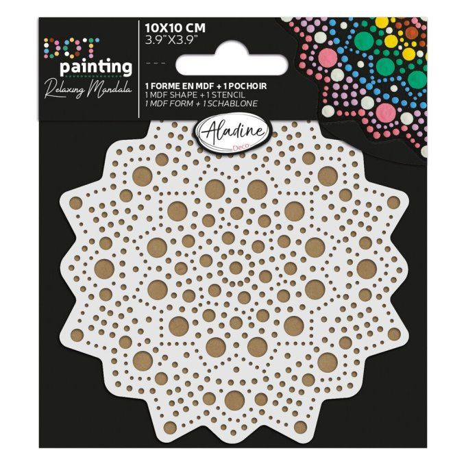 Aladine, Dot painting, Support 10cm de diamètre, + 1 pochoir