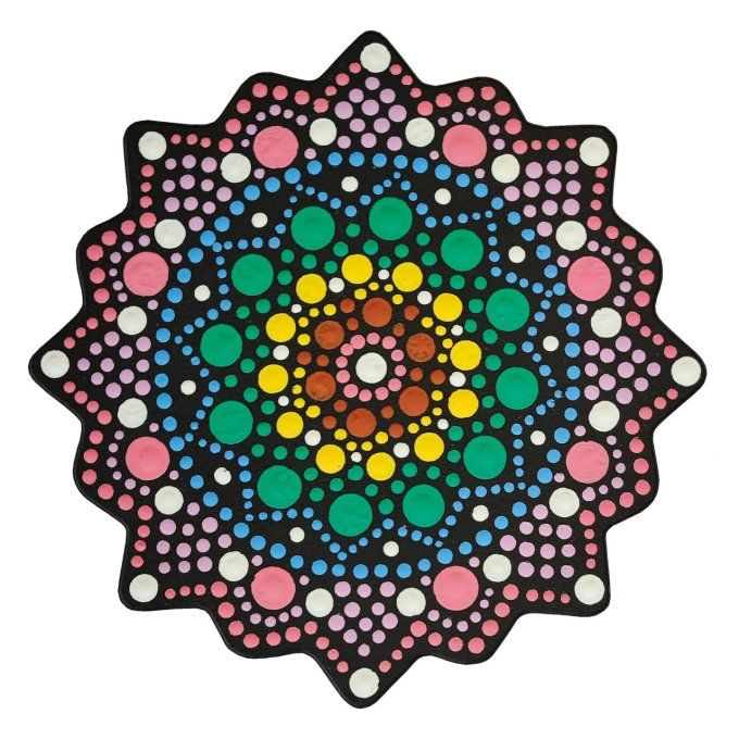 Aladine, Dot painting, Support 10cm de diamètre, + 1 pochoir