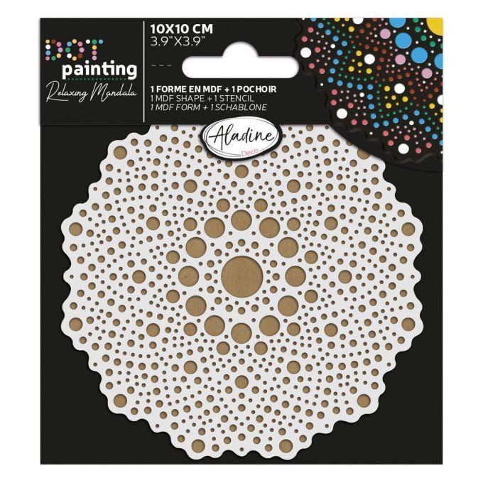 Aladine, Dot painting, Support 10cm de diamètre, + 1 pochoir