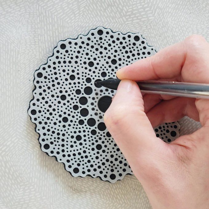 Aladine, Dot painting, Support 10cm de diamètre, + 1 pochoir