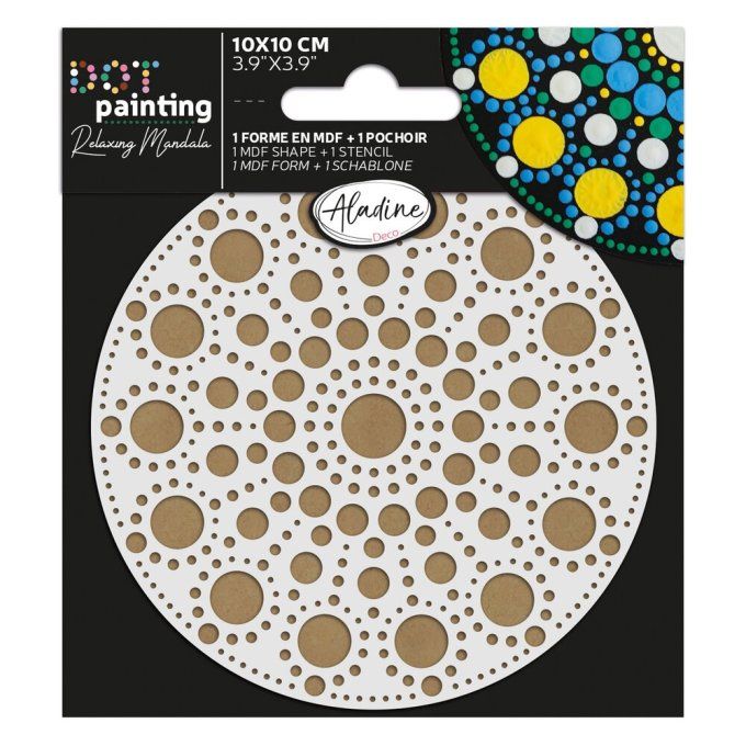 Aladine, Dot painting, Support 10cm de diamètre, + 1 pochoir
