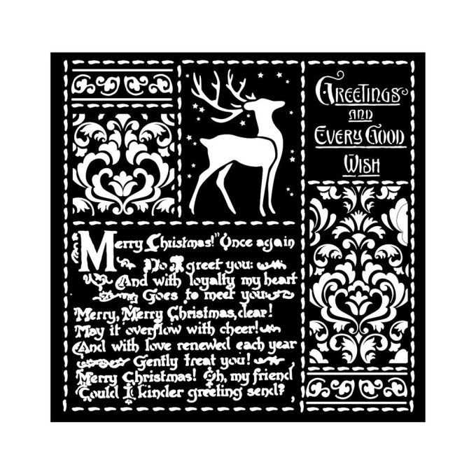 Pochoir semi-rigide, christmas letter , Stamperia - 18x18cm