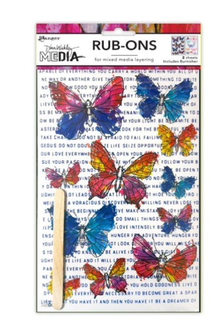 Dina Wakley - Rub-ons, 2 feuilles format 15.2x23cm environ