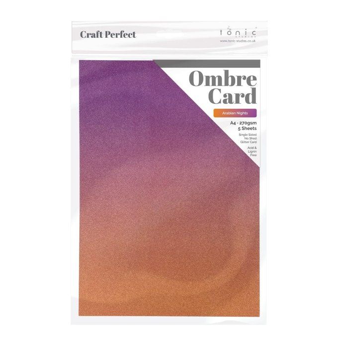 Craft perfect, Tonic Studio, Ombre card, format A4, 270g, 5 feuilles, Arabian nights