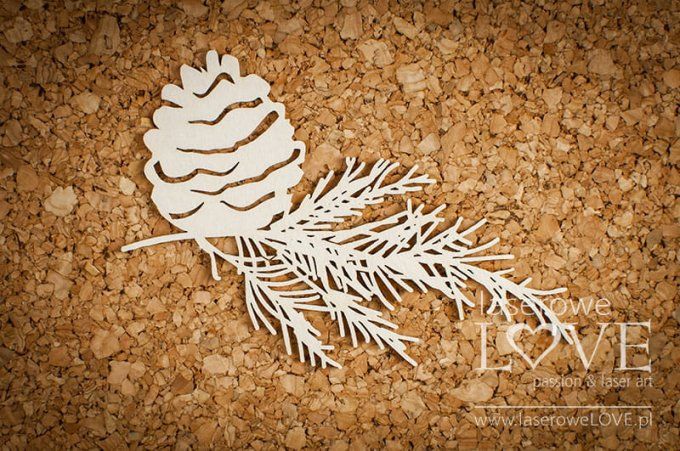 Chipboard, Branche de pin - dimension de la planche : 8.5x8.5cm environ 