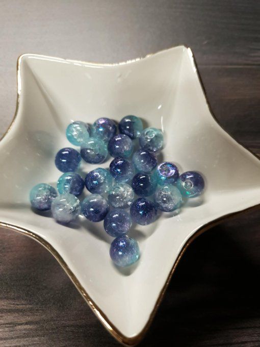 Perles en verre , couleur : bleu dégradé, x10  - 10mm