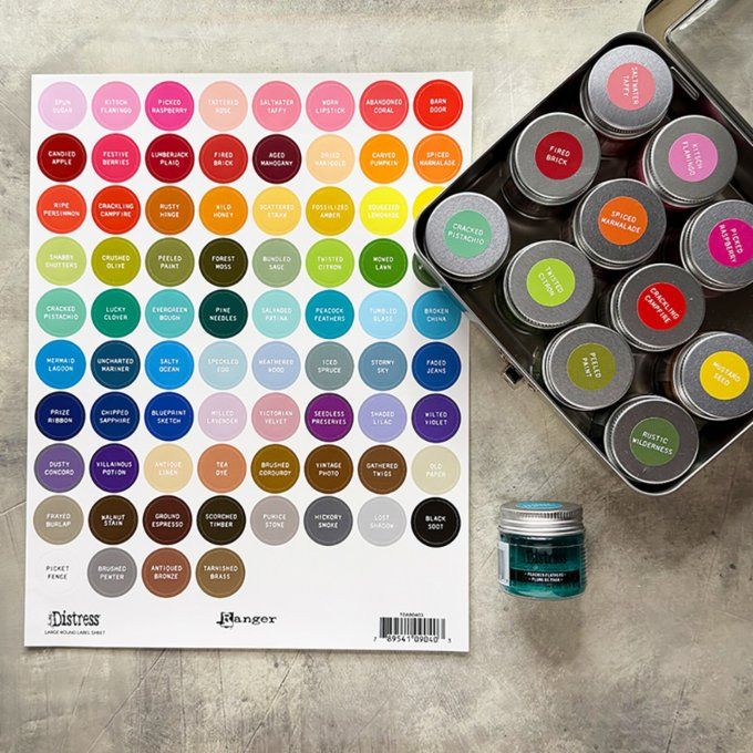 Ranger, stickers distress, 1 feuilles - écriture blanche - Rond 2cm