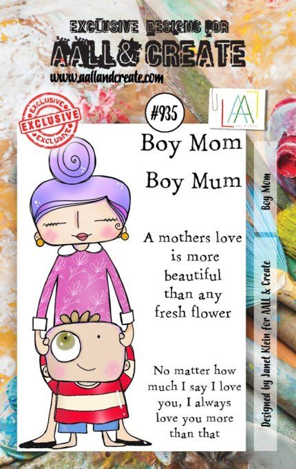 4 Petits Tampons - AALL&Create - Boy Mom - dim. de la planche : 7.5x10cm env. 