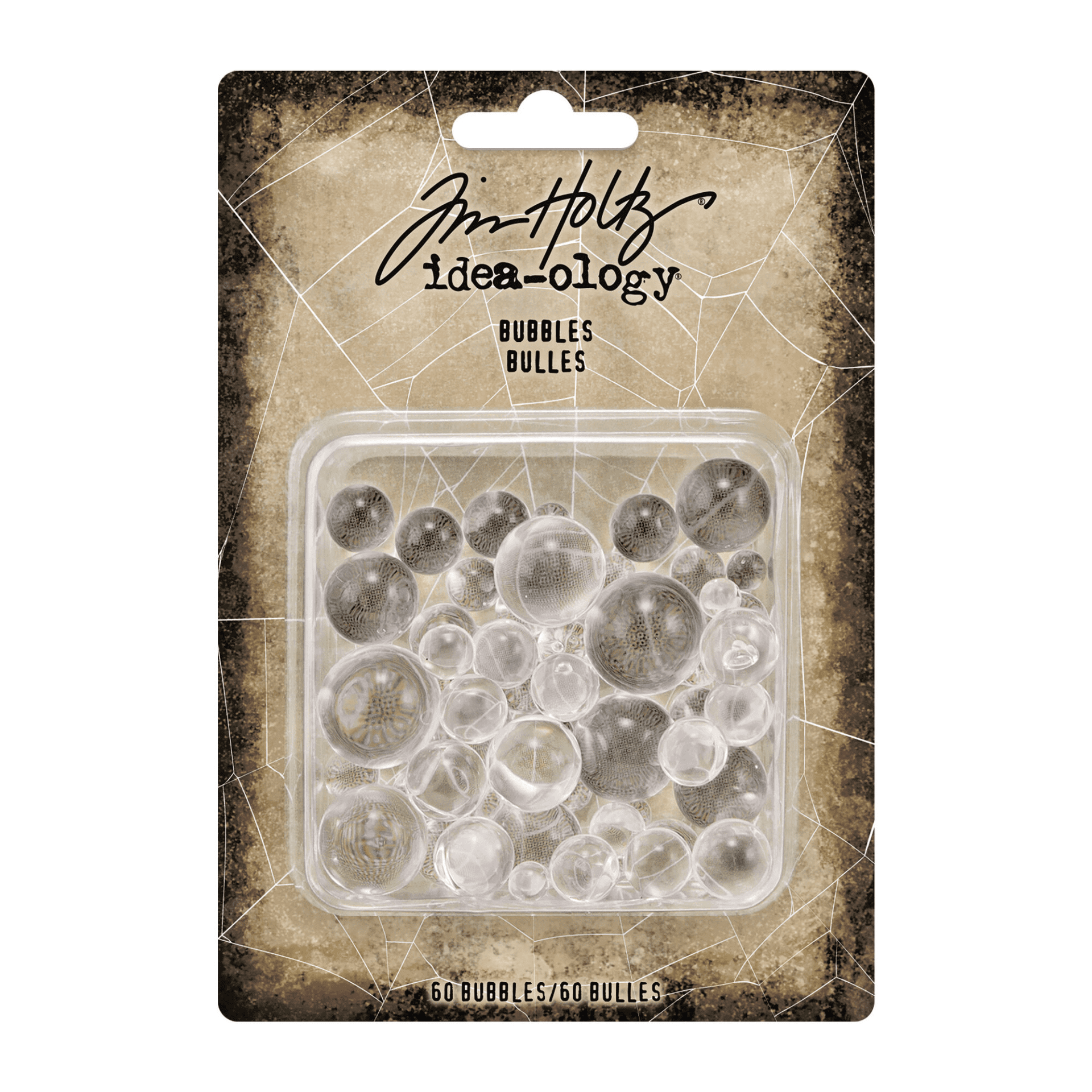 60 billes transparentes, tim holtz Idea-ology - 6 tailles différentes