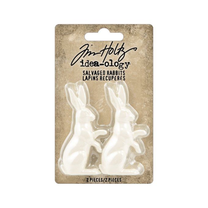 2 Lapins, Tim Holtz - 6cm environ