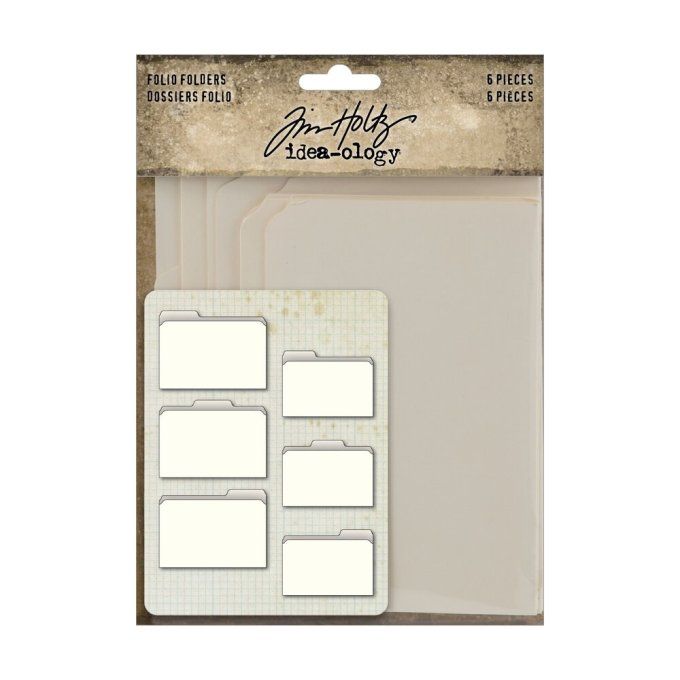 6 pièces, dossiers folio - Idea-ology, tim holtz - dimension : 10x12.7cm / 15,3x12cm environ