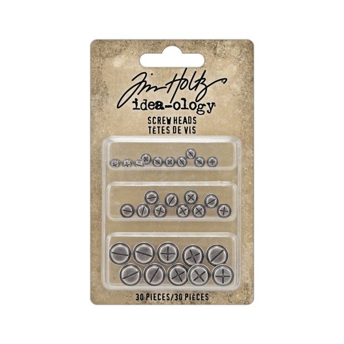 30 pièces en métal - Tim Holtz - Têtes de vis (screw heads)