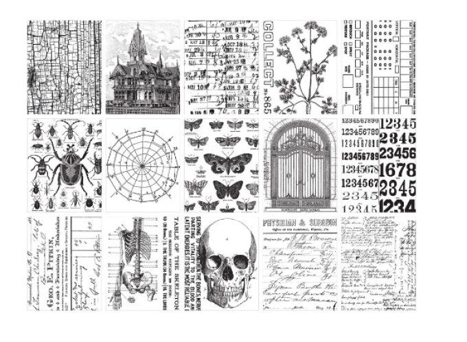 30 papiers de collage (type papier de soie) imprimés - format 11.8x15cm environ - Halloween