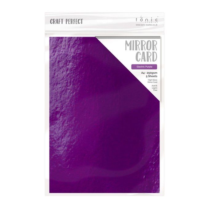 Papier craft perfect, Tonic Studio,Mirror card,format A4, 250g, 5 feuilles,Couleur : Electric purple