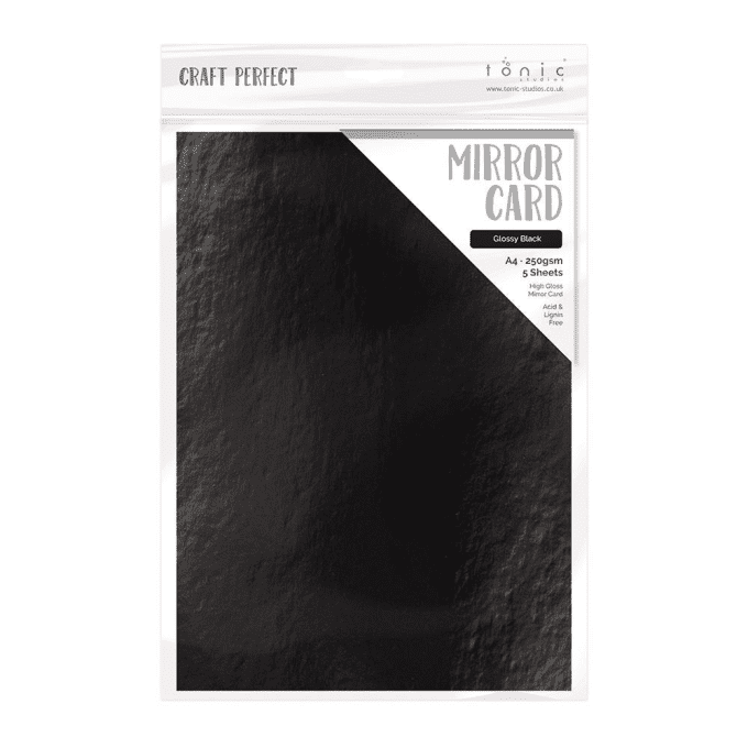 Papier craft perfect, Tonic Studio,Mirror card,format A4, 250g, 5 feuilles,Couleur : glossy black