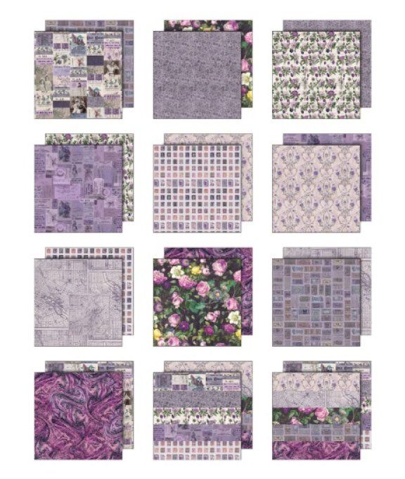 12 feuilles, 20x20cm, Idea-ology, Palette collection - Purple