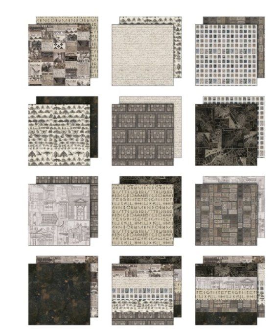 12 feuilles, 20x20cm, Idea-ology, Palette collection - Charcoal