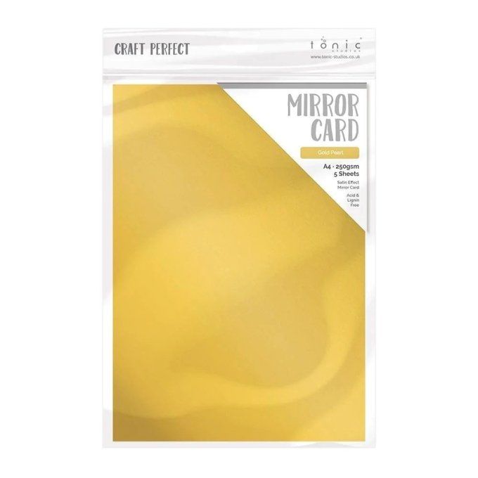 Papier craft perfect, Tonic Studio,Mirror card,format A4, 250g, 5 feuilles,  Satin gold pearl