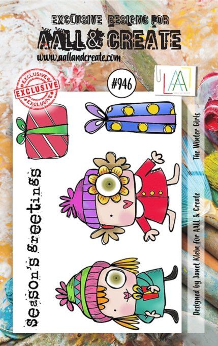 5 Petits Tampons - AALL&Create - The winter girls - dim. de la planche : 7.5x10cm env.