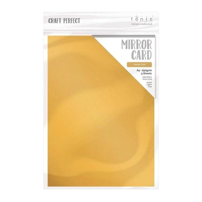 Papier craft perfect, Tonic Studio,Mirror card,format A4, 250g, 5 feuilles,  Satin honey gold