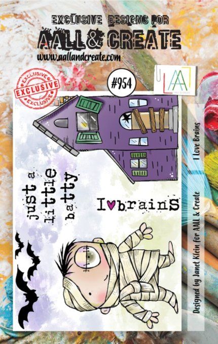 5 Petits Tampons - AALL&Create - I Love brains - dim. de la planche : 7.5x10cm env.