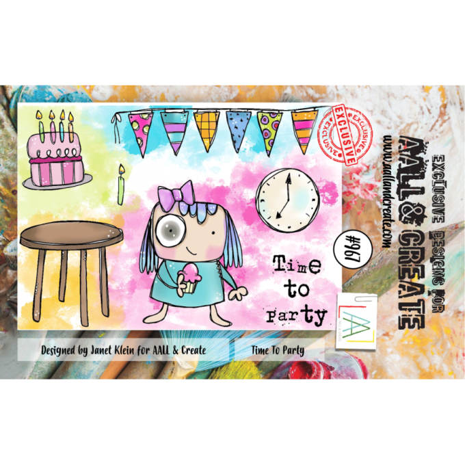 7 Tampons - AALL&Create - Time to party - dim. de la planche : 7.5x10cm env.