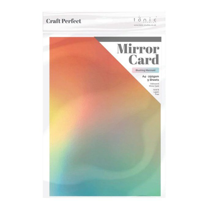 Papier craft perfect, Tonic Studio,Mirror card,format A4, 250g, 5 feuilles, Blushing mermaid