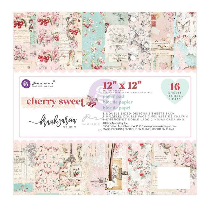 16 feuilles format 30x30cm, Cherry sweet - Prima marketing