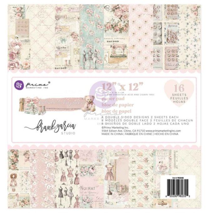 Bloc de papier - format 30x30cm, Buttons & Keepsakes - Prima marketing