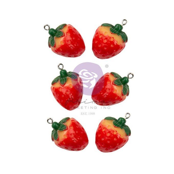 6 breloques en forme de fraise - Prima