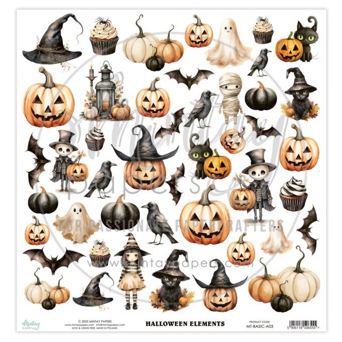 Feuille à l'unité, 30x30cm, Mintay, Eléments Halloween à découper