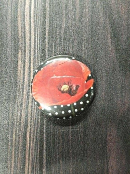 Badge, 25mm de diamètre - Coquelicot
