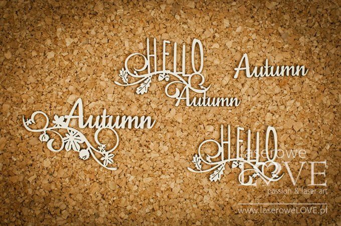 4 Chipboards, Autumn - dimension de la planche : 9.3x9.3cm environ