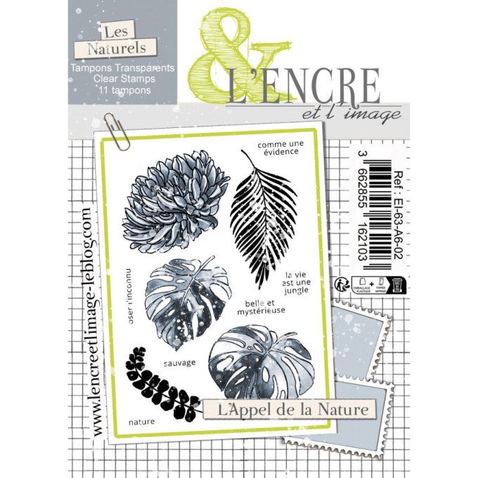 Planche de tampons, L'appel de la nature, l'encre & l'image - dim. de la planche : 10.5x14.5cm 